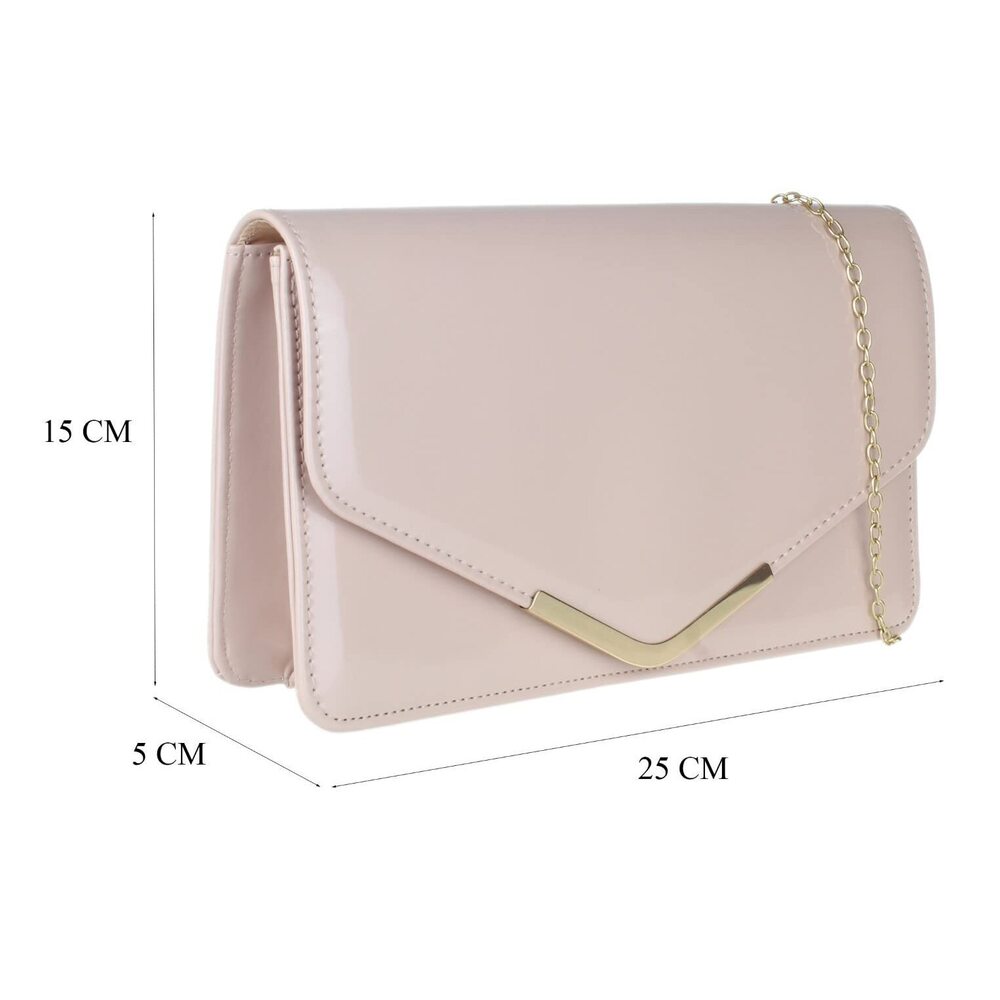 6909 Metallic Frame Envelope Clutch Bag Nude - Picture 4 of 6